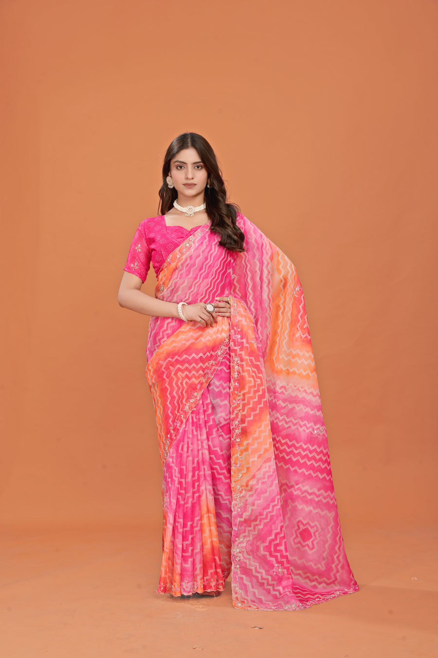 Sundara Leher Crepe Chiffon Saree