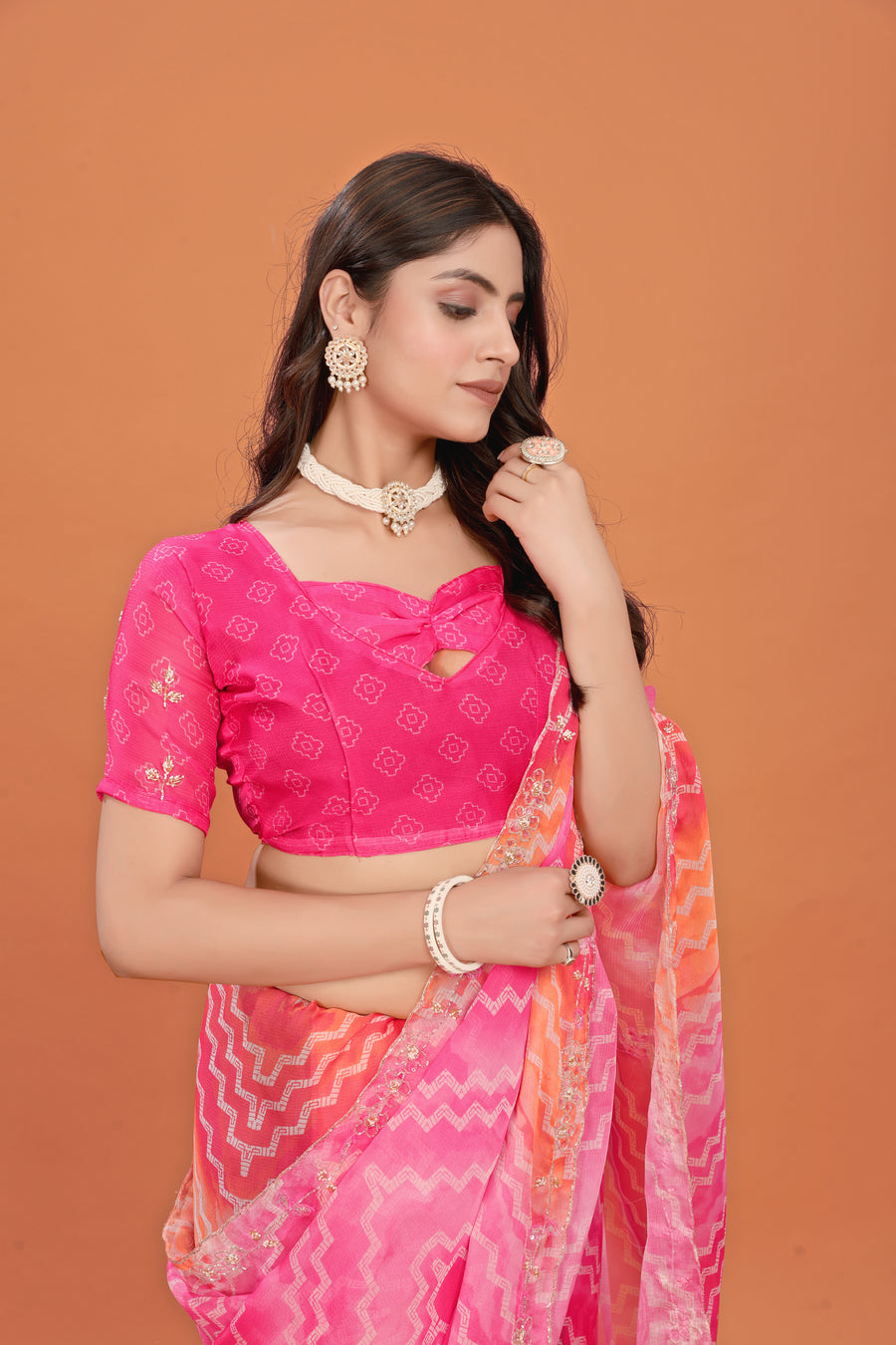 Sundara Leher Crepe Chiffon Saree