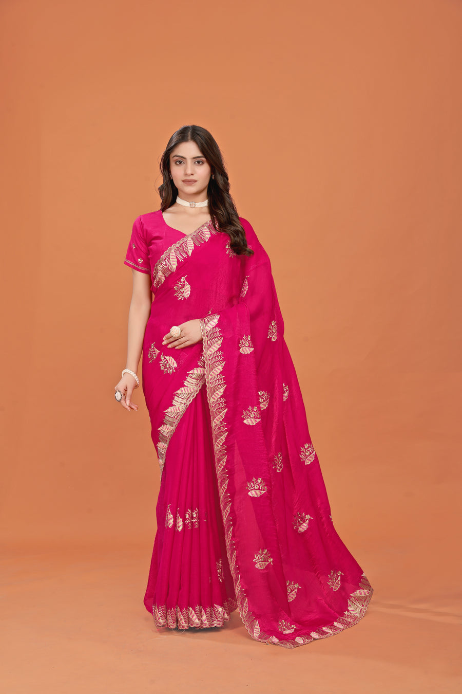 Rani Rasm _ Rani Pink Shimmer Georgette Saree