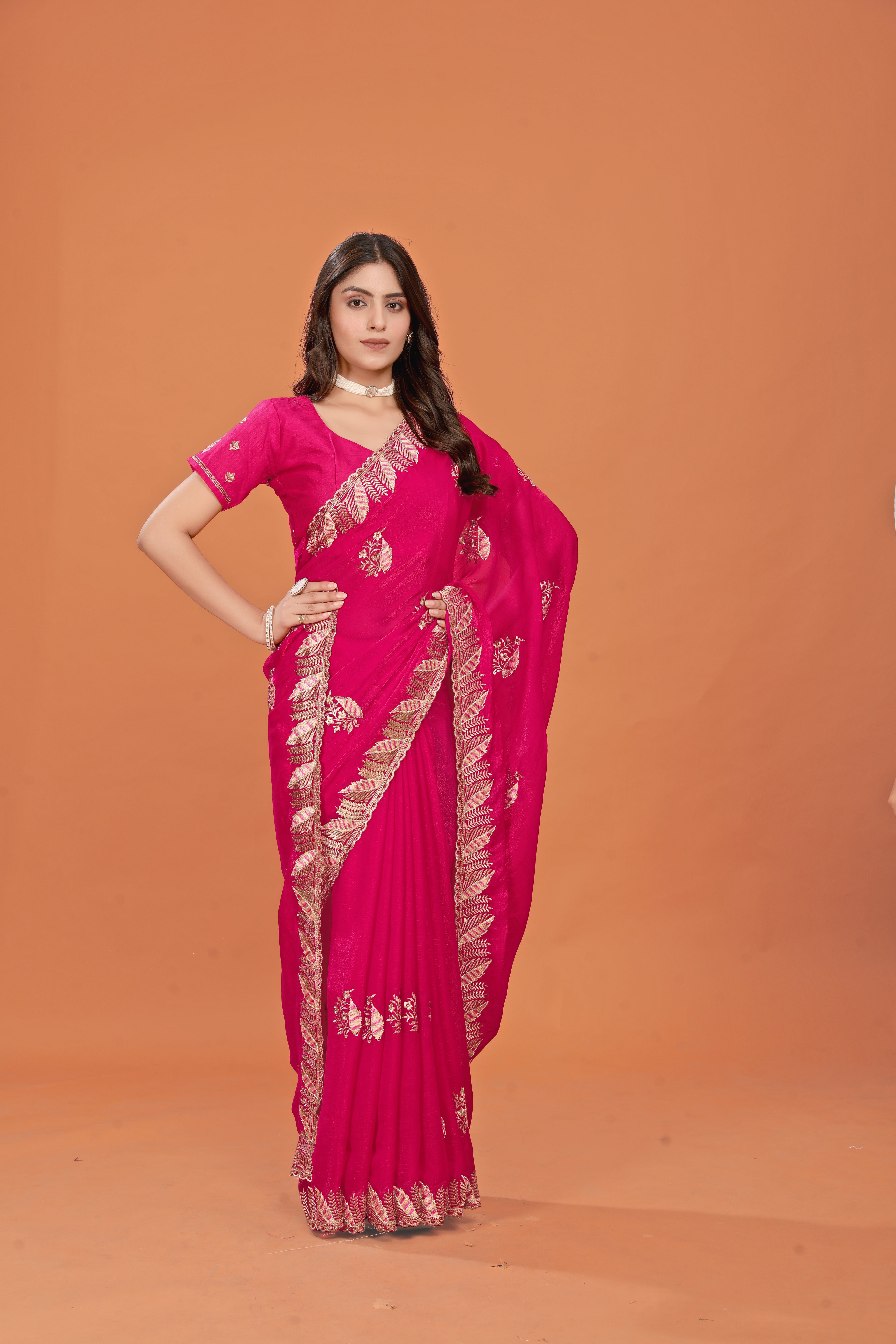 Rani Rasm _ Rani Pink Shimmer Georgette Saree