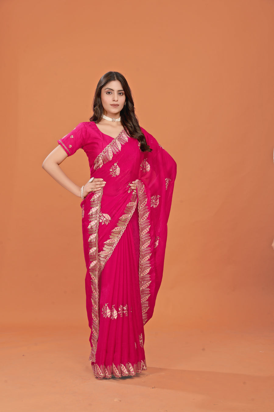 Rani Rasm _ Rani Pink Shimmer Georgette Saree