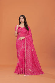 Bandhej Dhwani Crinkled Chiffon Saree