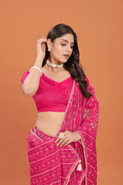 Bandhej Dhwani Crinkled Chiffon Saree