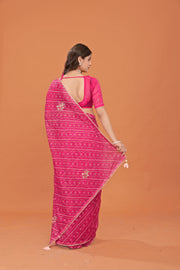 Bandhej Dhwani Crinkled Chiffon Saree