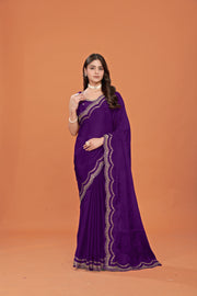 Purple Glow - Pure Crepe Silk saree