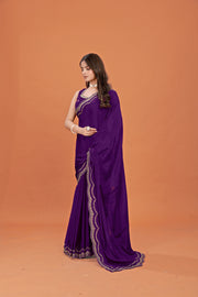 Purple Glow - Pure Crepe Silk saree