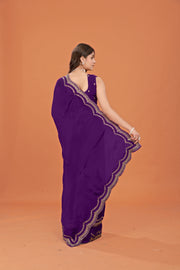 Purple Glow - Pure Crepe Silk saree