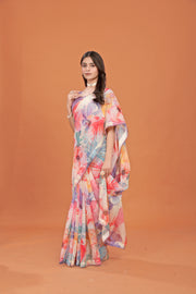 Premika Floral  Crinkle Chiffon Saree