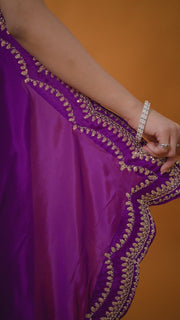 Purple Glow - Pure Crepe Silk saree