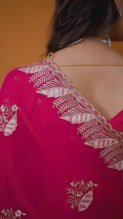 Rani Rasm _ Rani Pink Shimmer Georgette Saree